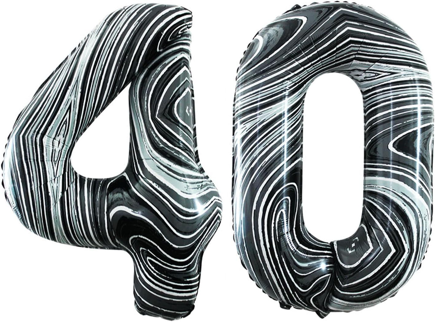 GOER Number 40 Balloons for 40th Birthday Party Decorations,42 Inch Jumbo Foil Helium Balloons for 40th Anniversary (Marble Black)