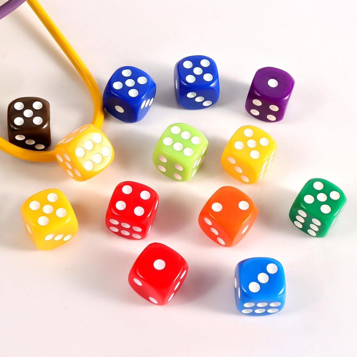 16MM Standard 6 Sided Dice Set, 50 Pieces Colorful Dice for Board Games, Classroom Math Bulk Game Dice, Make Entertainment More Exciting