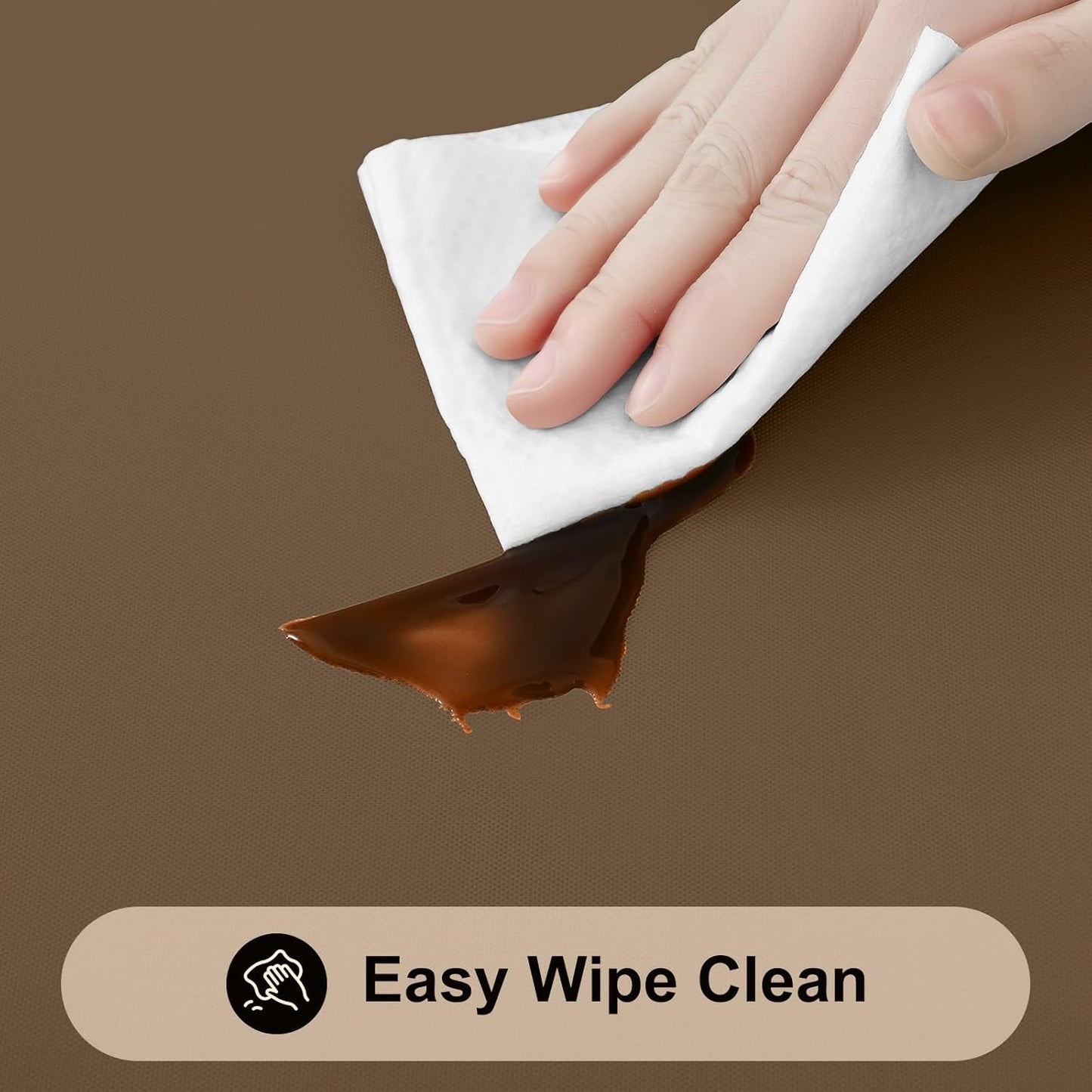 Smiry Rectangle Tablecloth, Elastic Fitted Flannel Backed Vinyl Tablecloths for 8ft Folding Tables, Waterproof Wipeable Table Covers for Indoor, Outdoor, Picnic and Camping (Brown, 30"x96")