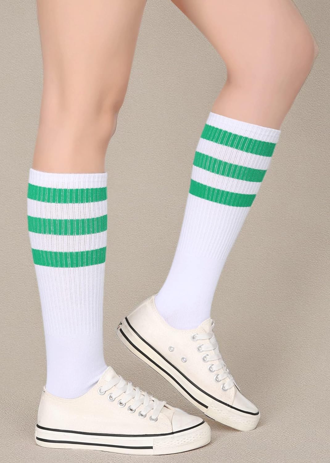 Henwarry Classic Triple Stripes Over the Calf Cotton Retro Tube Socks for Men and Women