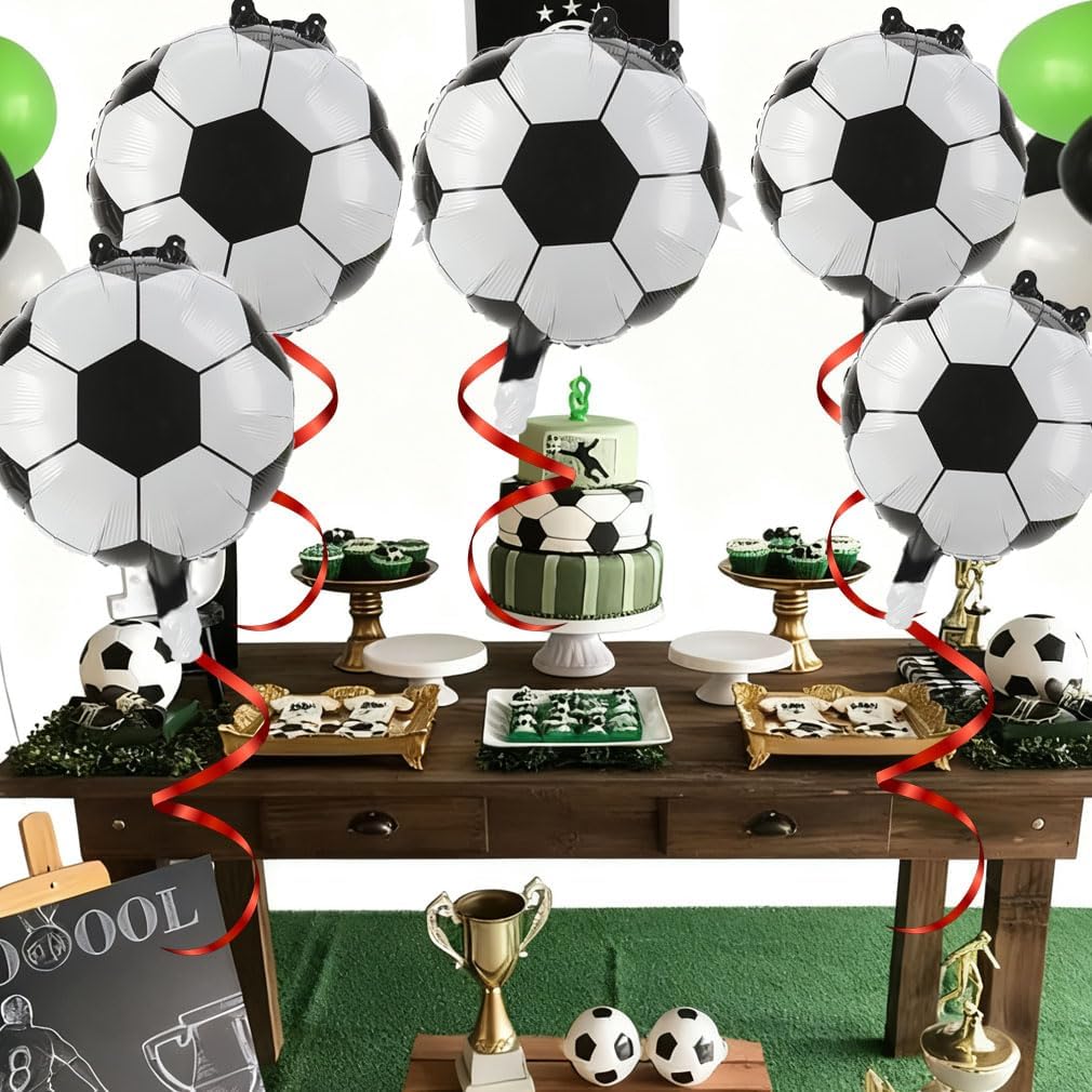 8 PCS Soccer Balloons Party Favors Soccer Ball Balloons Birthday Party Decorations Supplies Sports Giant Large Balloon Christmas Mylar Foil Helium Aluminum Balloon Gender Reveal Sport Theme Decor