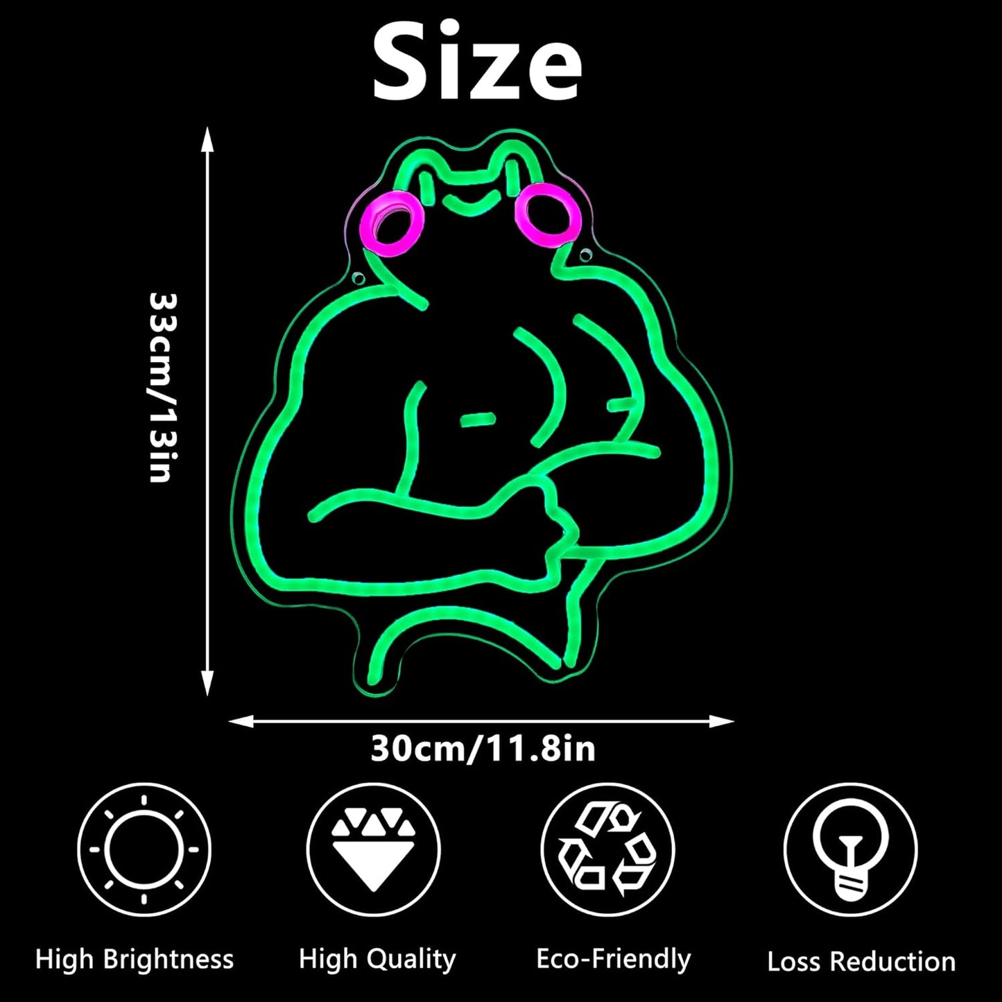 Fitness Frog Neon Sign - LED Muscle Frog Neon Light Sign 11.8x13 Inch Gym Room Wall Art USB Powered Gym Wall Decor Motivational Workout Room Home Office Art Christmas Birthday Gift