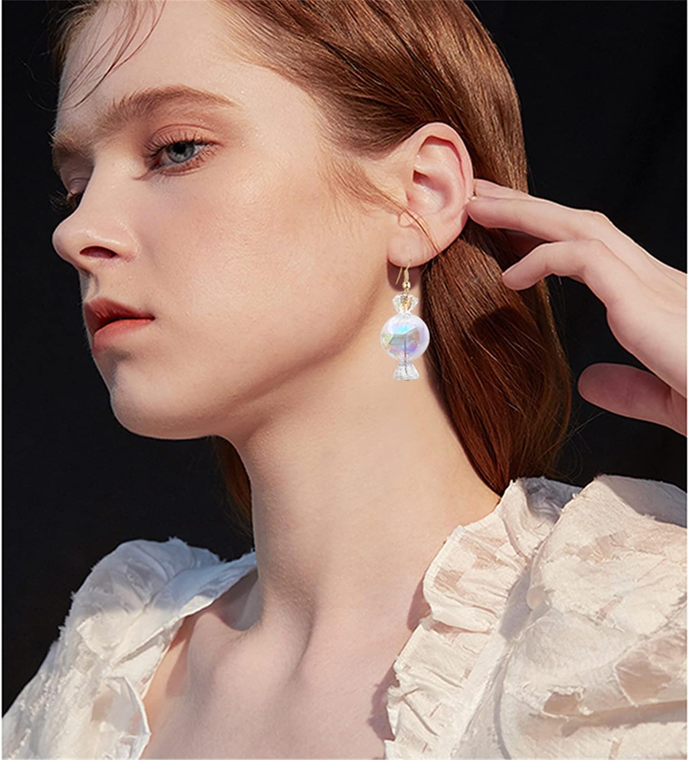 ANDPAI Funny Cute Colorful Sweet Glass Candy Dangle Drop Earrings Creative Chic Personalized Simulation Food Earrings for Women Statement Jewelry Gifts