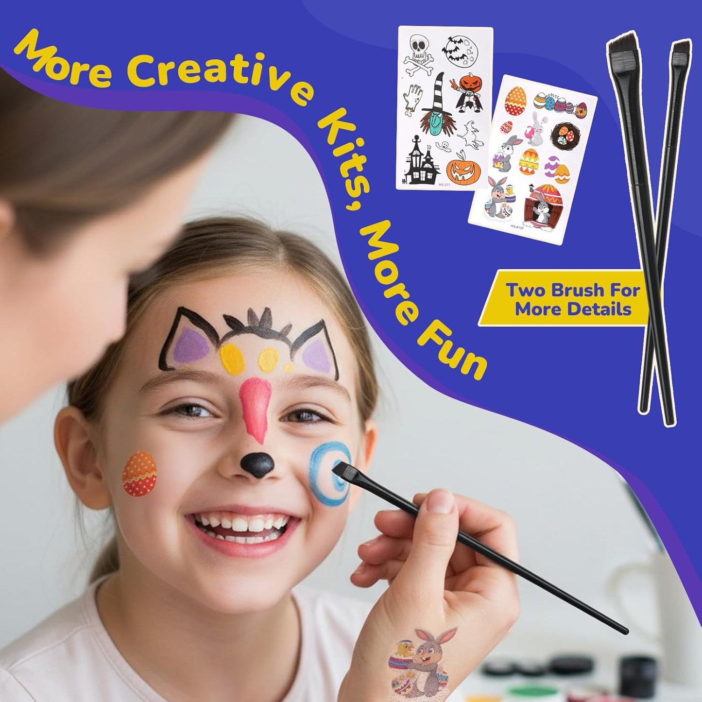 Beesjuy Glow Face Body Paint,12 PCS Glow In The Dark Under UV BlackLight, Face Painting Kits Neon Makeup Sticks for Kids Adult Halloween Birthday Glow Party Supplies