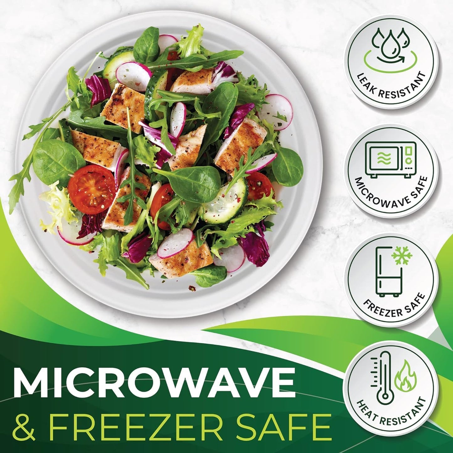 150pcs 100% Compostable 9in Paper Plates, Heavy Duty Disposable Eco Friendly Dinner Plates, Biodegradable Made of Sugarcane Fiber