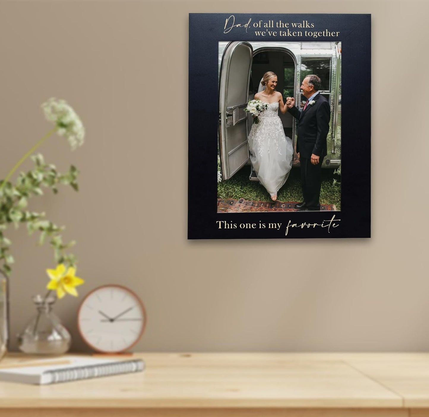 XJF Engraved Picture Frame for Dad - Dad of All The Walks We've Taken Together This one is My Favorite, Father of The Bride Wedding Gifts, Thank You Dad