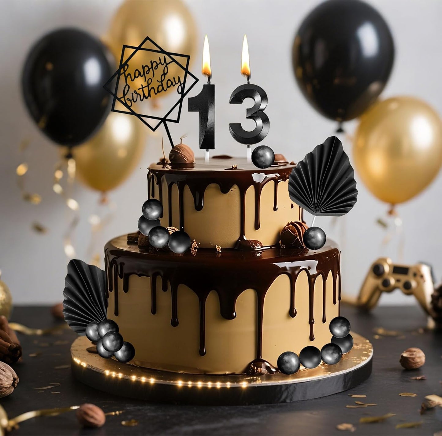 Black Birthday Candles, Tyotrbs Black Matte Candle Birthday Fancy Birthday Candles DIY Cake Decor for Men Women Wedding Anniversary