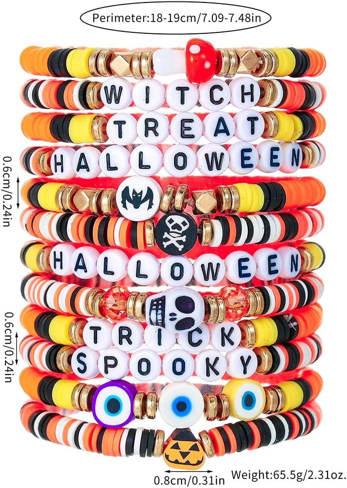 Heishi Surfer Clay Bead Bracelets Set for Women - Preppy Smile Evil Eye Beaded Stretch Bracelets Elastic Layering Friendship Bracelets- Stackable Boho Disc Summer Jewelry Set