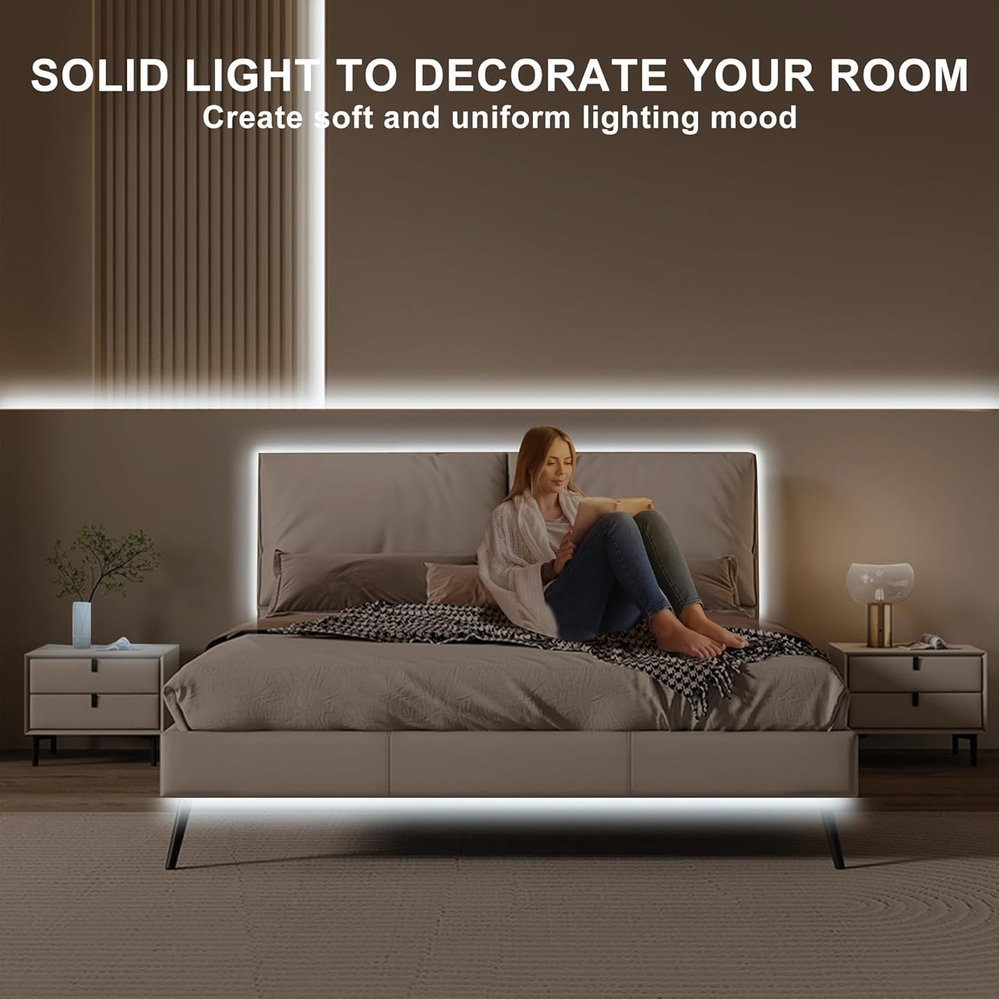 16.4ft COB Led Strip Light with Remote, 6500K Dimmable Bright Daylight White Led COB Strip Light, White Continuous Led Strip Light for Mirror, Stair, Cabinet, Room