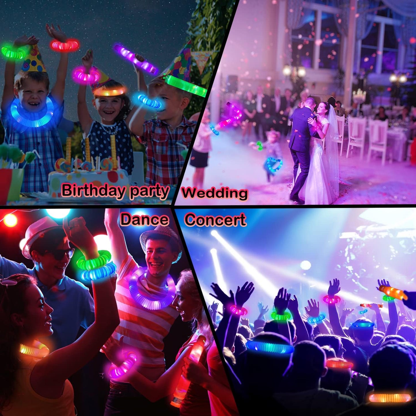 24 PCS Light Up Party Favors Supplies for Kids 4-8-12,Bulk Christmas Glow Sticks Bracelet Necklace Accessories for Toddlers,Birthday Return Gifts,Classroom Treats Goodie Bag Stuffers for Boys Girls