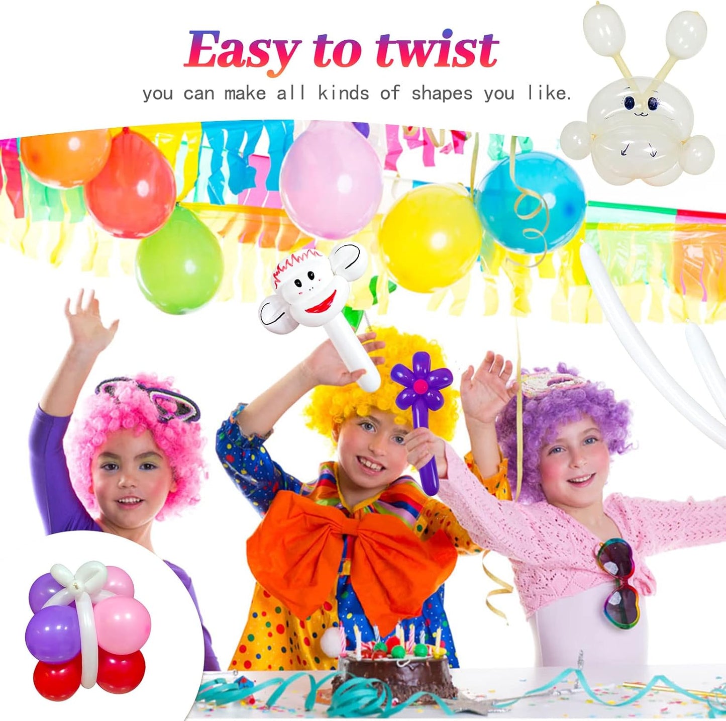 260 Balloons Clear, Thickening Long Balloons for Tying Arch, Twisting Latex Animals Magic Modeling Skinny Birthday Balloon for Kid‘s Party Wedding Decoartion Supply 100pcs