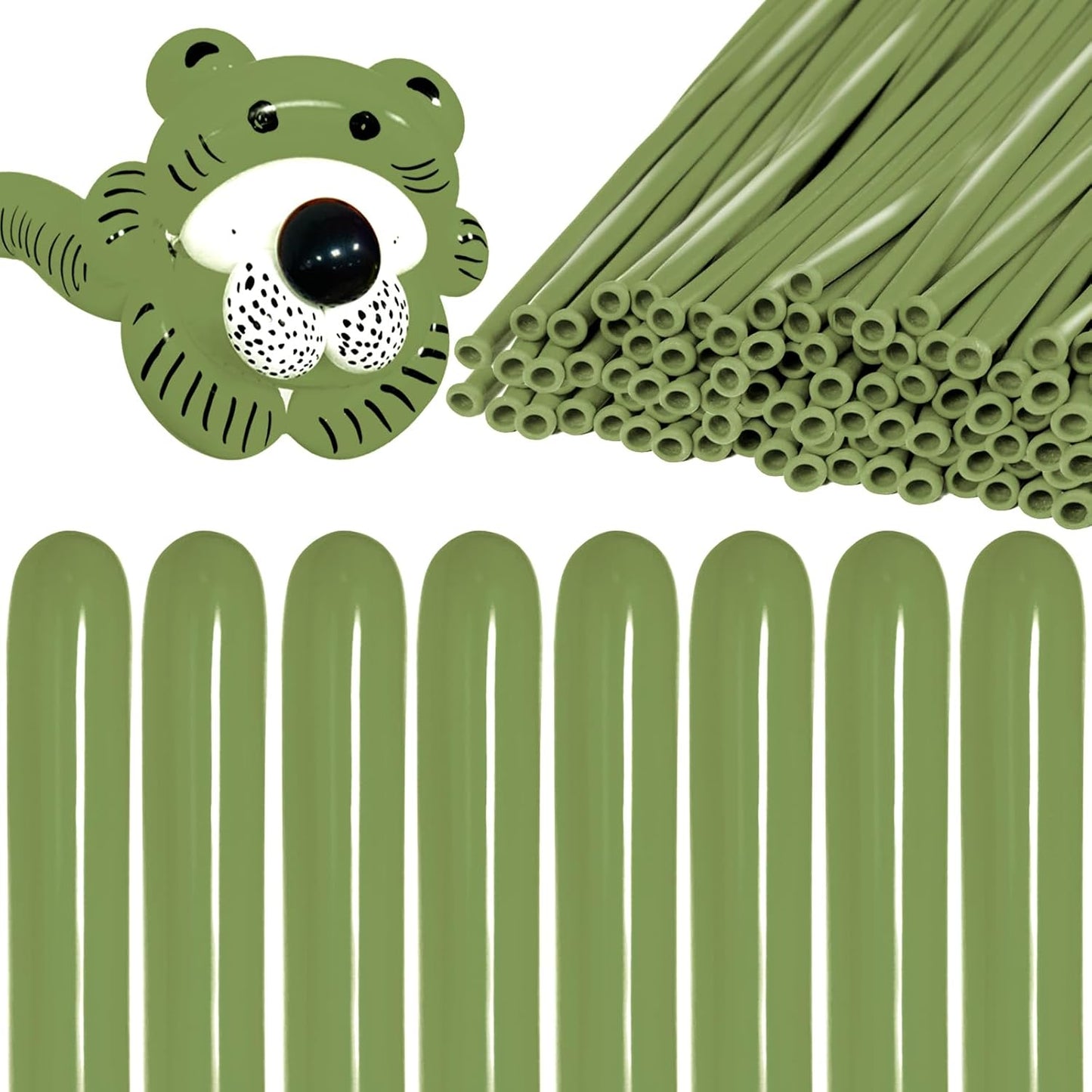 KAWKALSH 260 Avocado Green Long Balloons for Balloon Garland Thickening Skinny Latex Twisting Animals Modeling Christmas Birthday Wedding Party Festival Decorations 100pcs