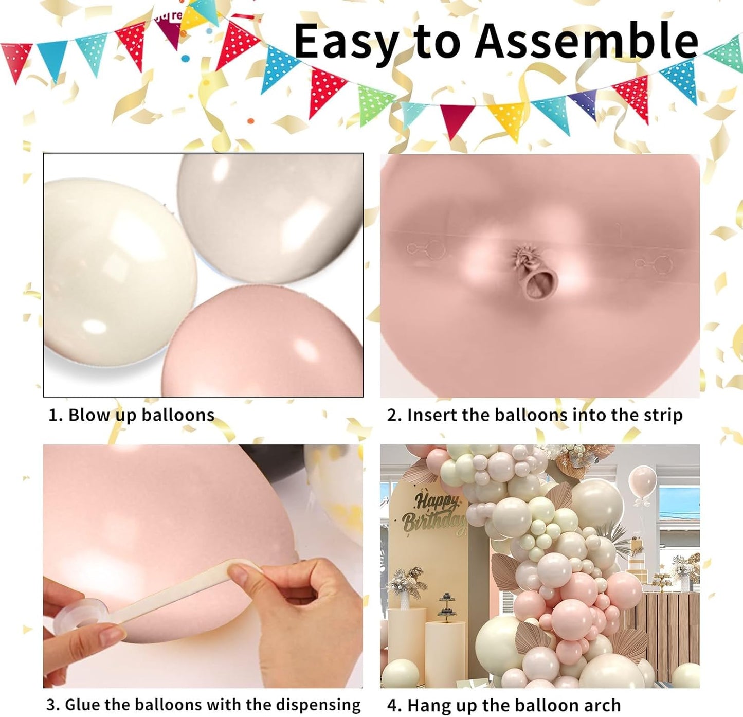 Neutral Balloon Arch Kit, White and Beige Balloon Arch Kit With 18/12/10/5 inch Sand White Ivory White Macaron Orange Latex Balloon for Birthday Baby Shower Wedding Boho Bridal Party Decorations