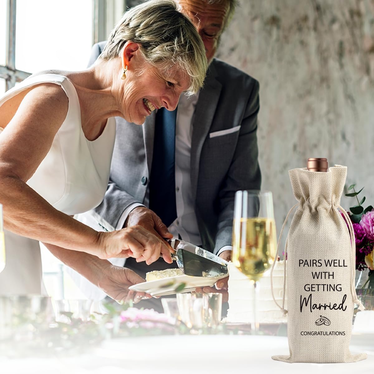 Engagement Wine Gift Bag Wedding Engaged Gifts for Newlyweds Couple Women Men Bridal Shower Gifts for Bride and Groom Pairs Well with Wedding Planning Getting Marride Wine Bags