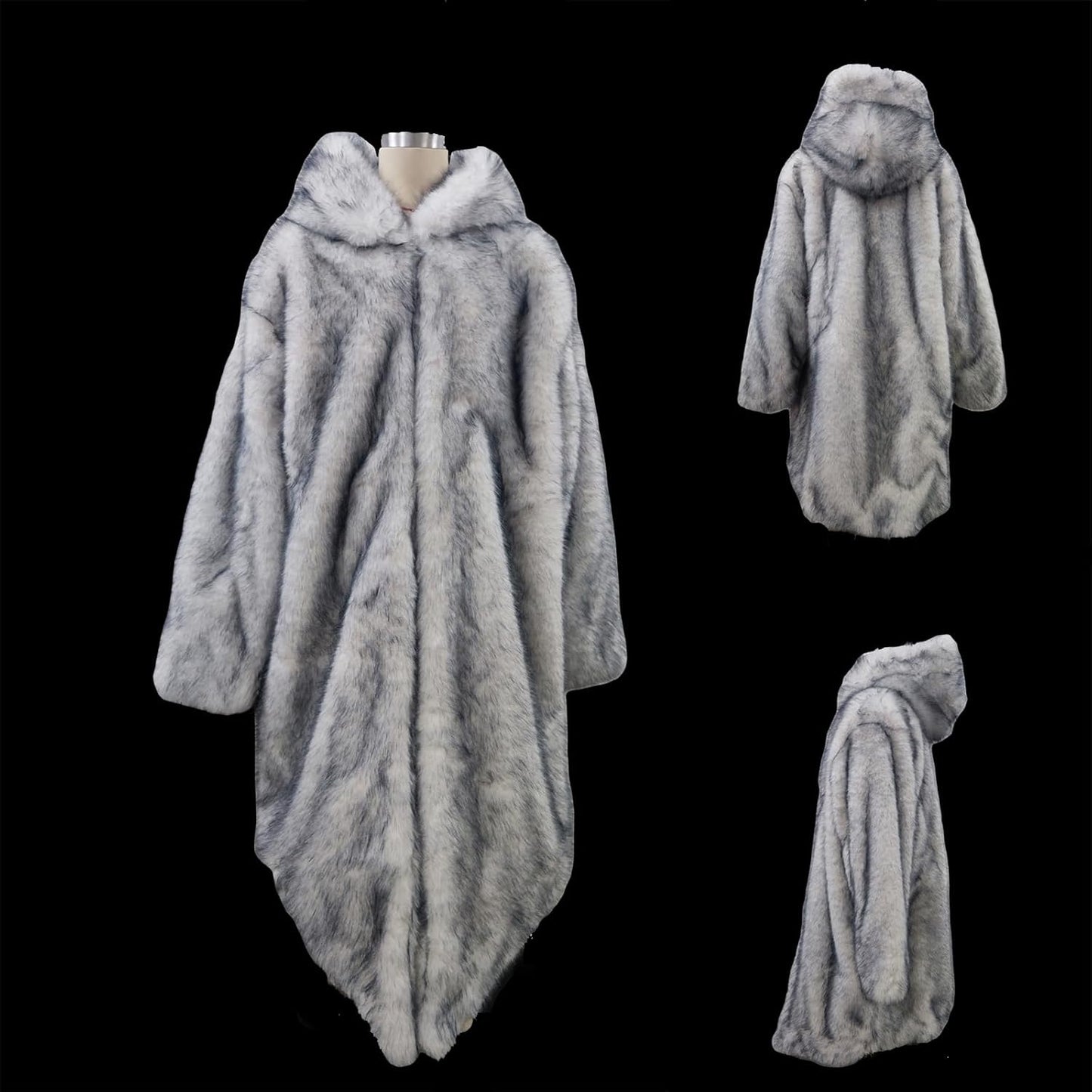 Led Light up Rave Jacket Fur Long Luminous Outfit Winter Warm Glow Party Clothing Flashing 3 Pockets Pirate Coat