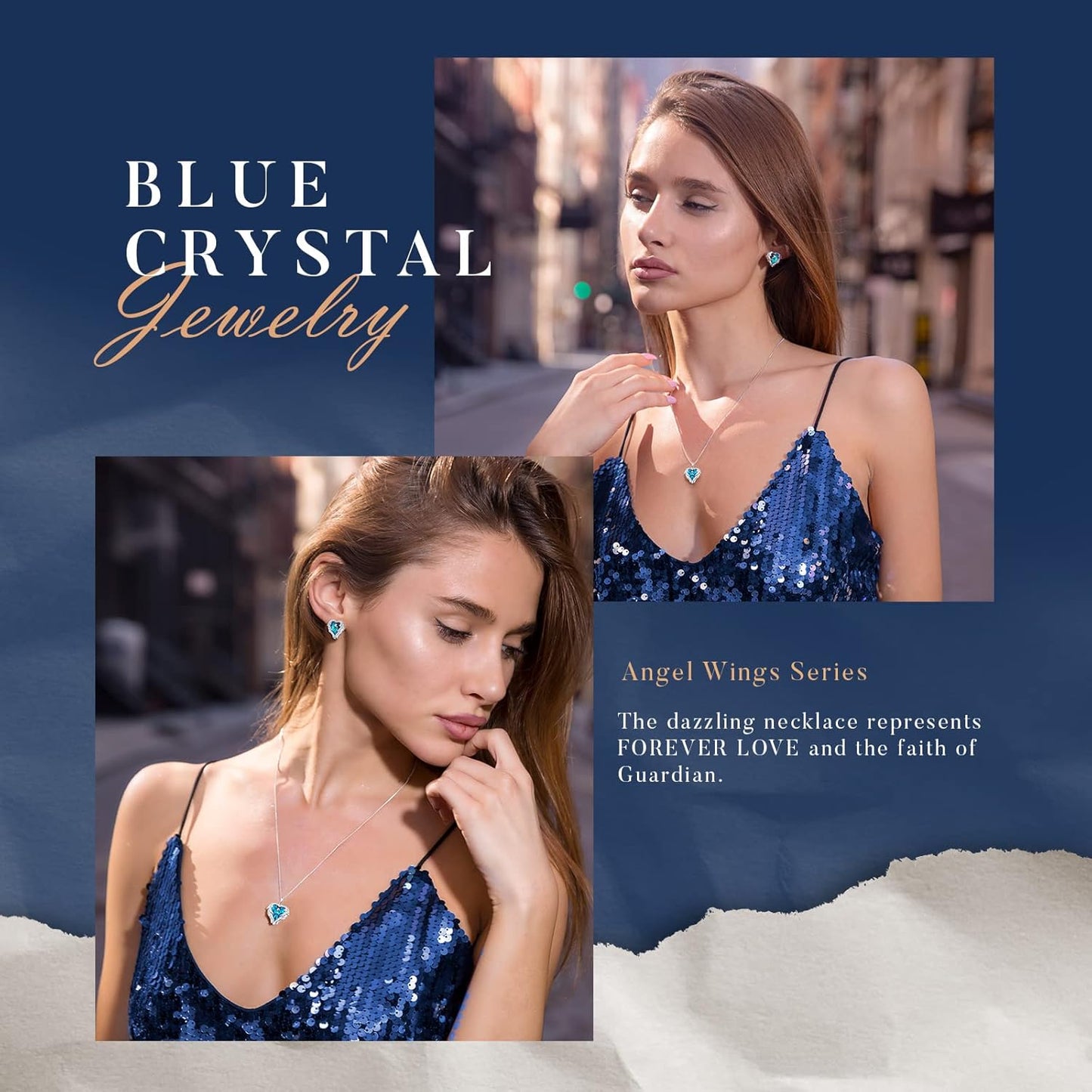 CDE Mothers Day Jewelry Set for Women, Angle Wing Heart Pendant Necklaces and Earrings with Birthstone, Birthday/Anniversary Christmas Jewelry Gift for Women Wife Her