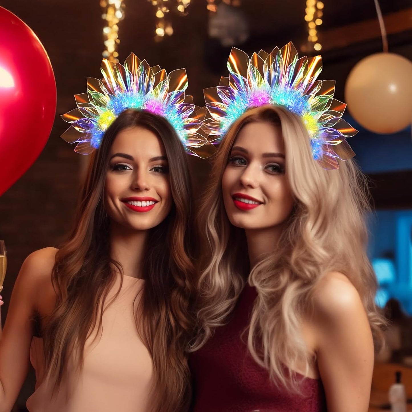 LED Headband Light Up Headband, Glow In The Dark Party Supplies, Glow Party Crown Hair Accessories for Women & Girls, Glow In The Dark Flashing Hair Band for Raves, Concerts, Halloween, Christmas