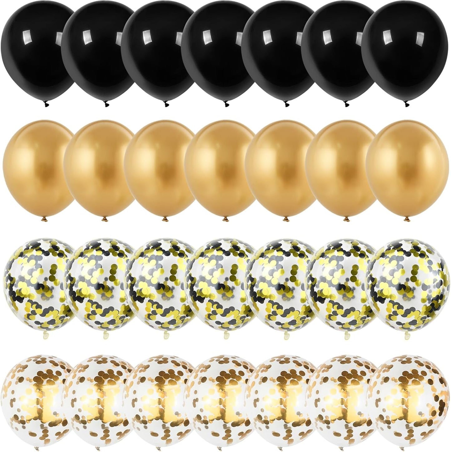 Black and Gold Confetti Balloons, 12 Inch Black Metallic Gold Confetti Latex Balloons, Black Golden Confetti Helium Balloons for Wedding Birthday Anniversary New Year Party Celebration Decorations