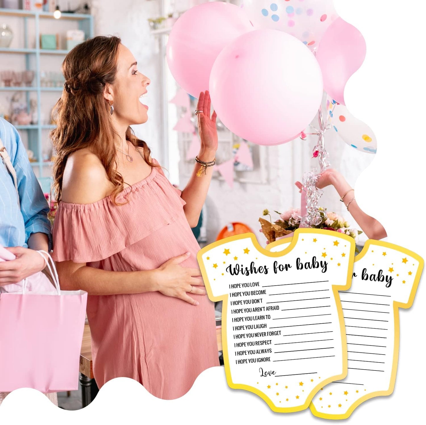 Baby Advice Cards, Baby Shower Game, Wishes for Baby Cards, Set of 30 Cards, Baby Shower Party Games Supplies & Activities, Gender Neutral Wishes for Baby Cards, Baby Shower Ideas