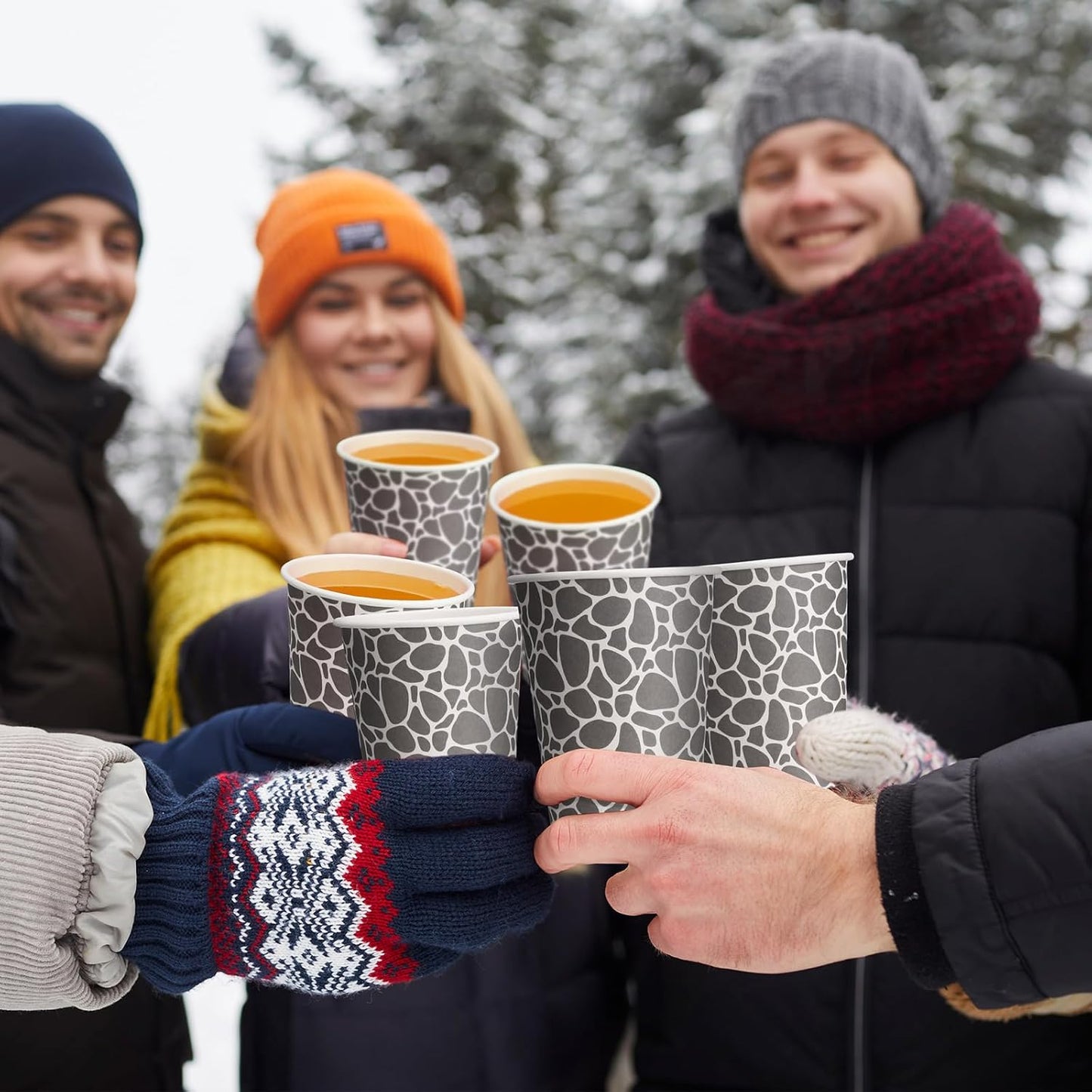 Patelai 150 Pack 9 oz Paper Disposable Coffee Cups 9 oz Geometric Hot or Cold Beverage Drinking Cup for Water Juice Coffee or Tea