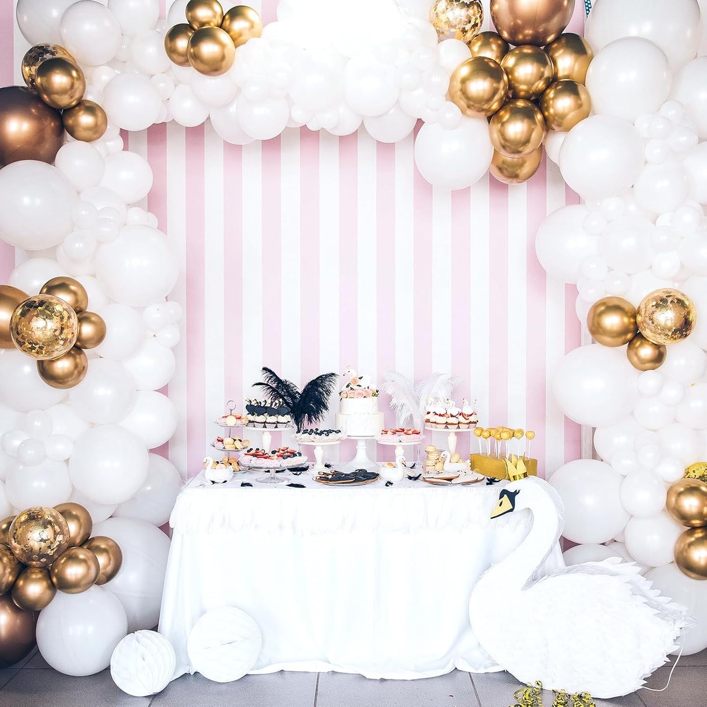 RUBFAC 5 Inch 120pcs White Latex Party Balloons, Thicker White Balloons for Birthday Wedding Baby Shower Graduation Anniversary Party Decorations