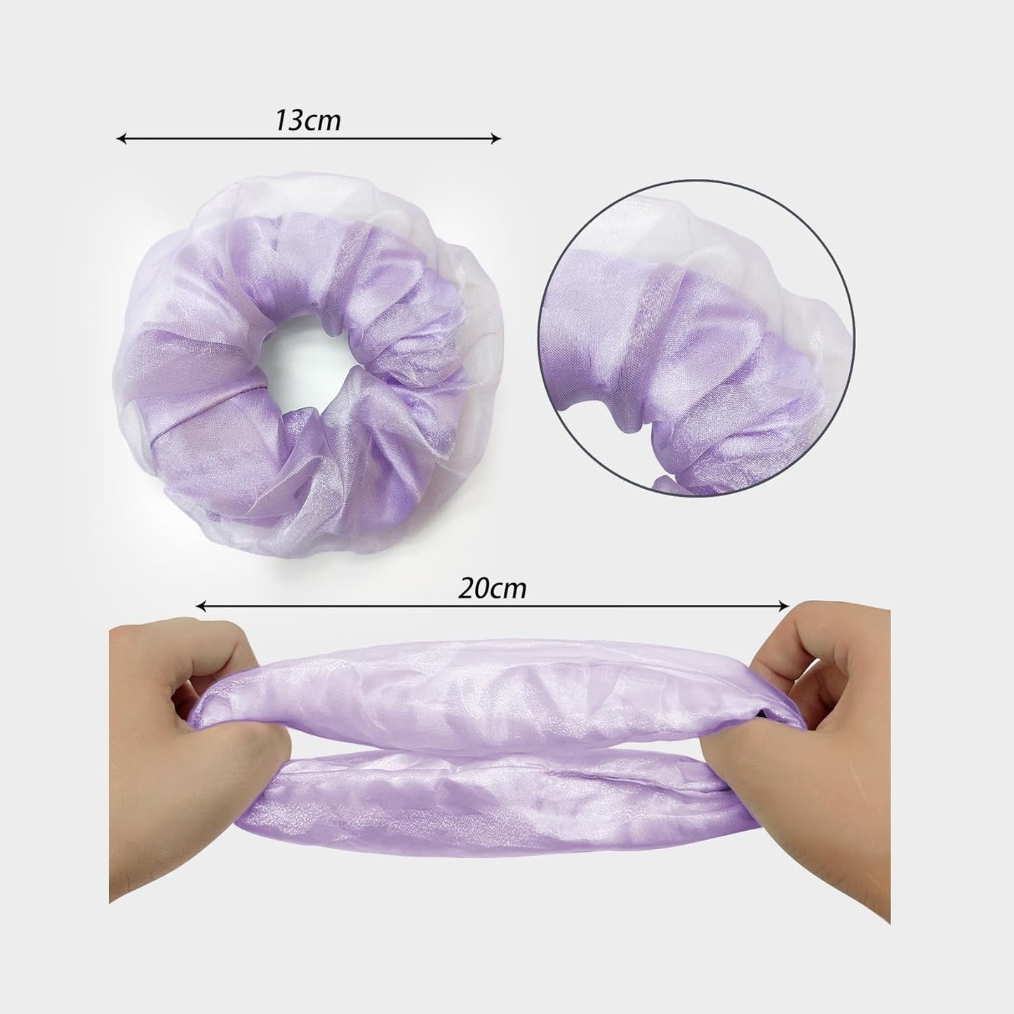 Light Up Scrunchies, Easter Gifts Scrunchy Hair Ties Glow in the Dark Party Supplies Glow Sticks Party Favor Festival Rave Accessories for Neon Party, Fun Hair Scrunchies (4Pcs-Purple+brown)