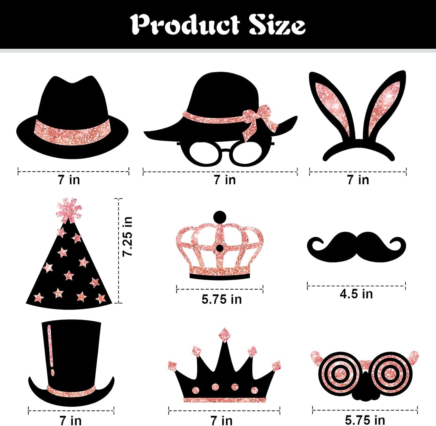 Zonon 24 Pieces Funny Photo Booth Props:Halloween,Christmas,Family Reunion, Class Reunion, Birthday, Weddings, Prom Disco Mardi Gras Party Supplies - Mix of Hats, Lipstick, Tie(Rose Golden)