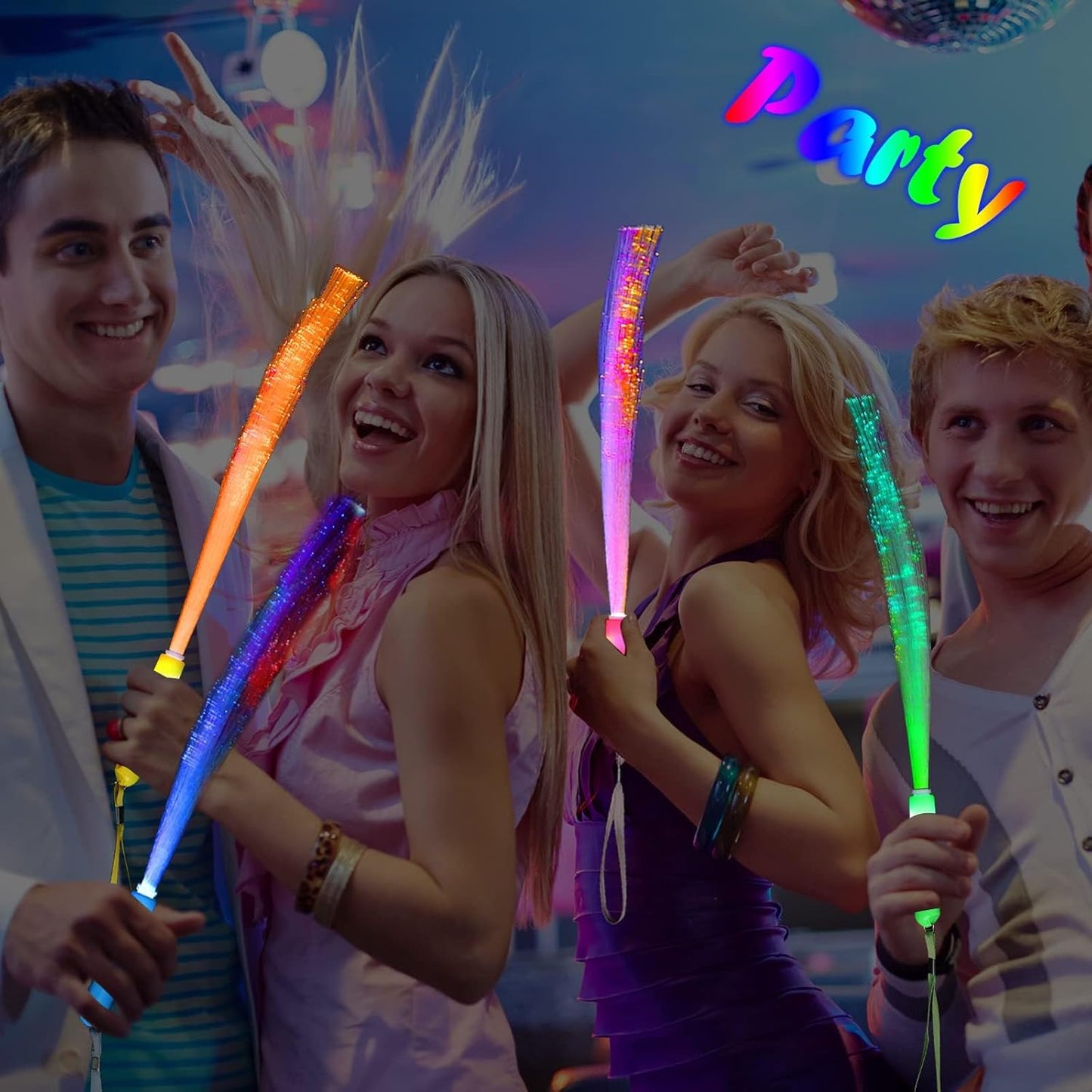 50 Pack Glow Sticks Bulk,Mardi Gras Party Supplies ,3 Models Flashing Sticks, Fiber Optic Wands Light up Sticks Fit New Years Eve Wedding Birthday Christmas valentine's day (50)