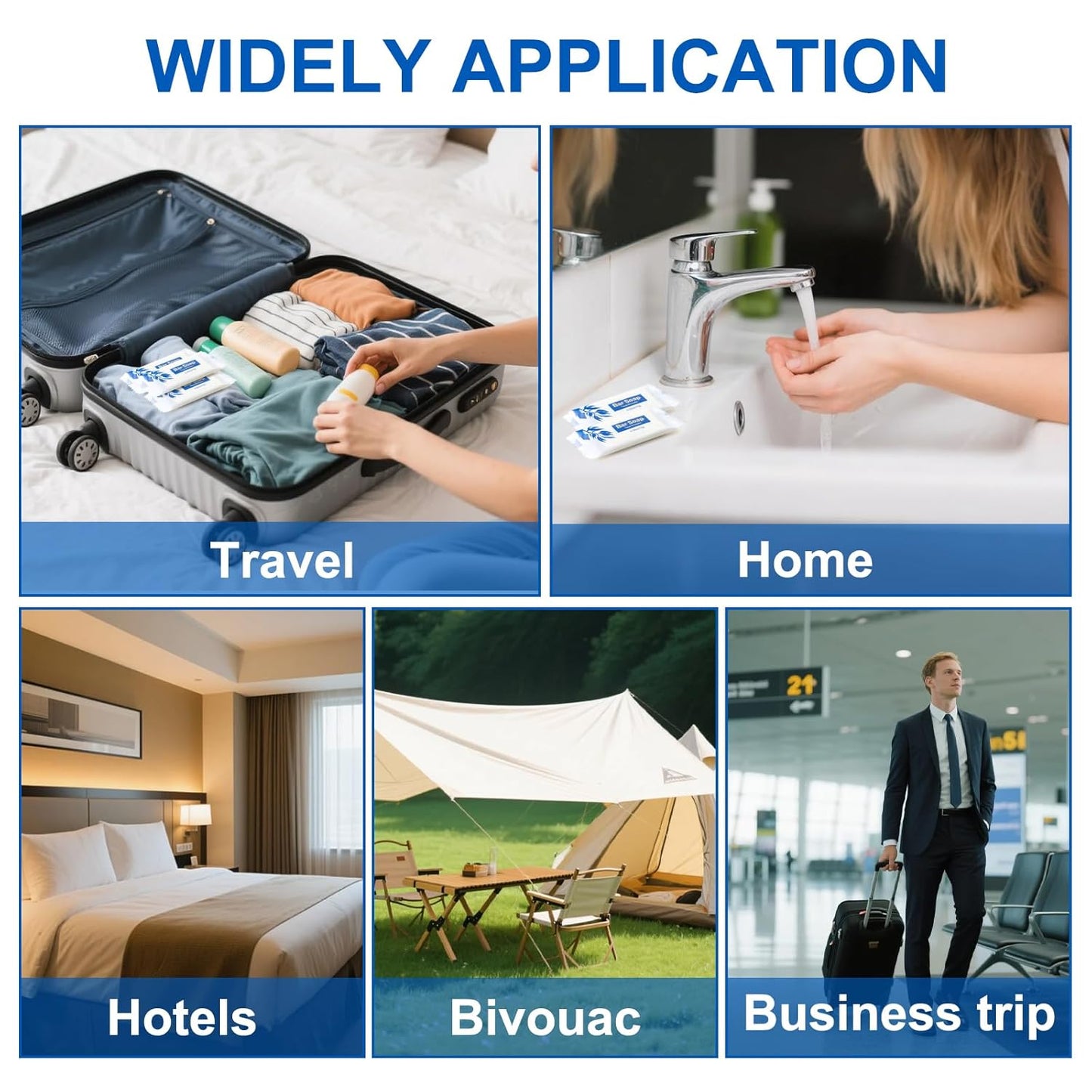 Mini Soap Bars Bulk Individually Wrapped Bulk Bar Soap 0.35 oz Travel Soap Small Hotel Soaps Toiletries for Hotel Bathroom Camp RV (50)