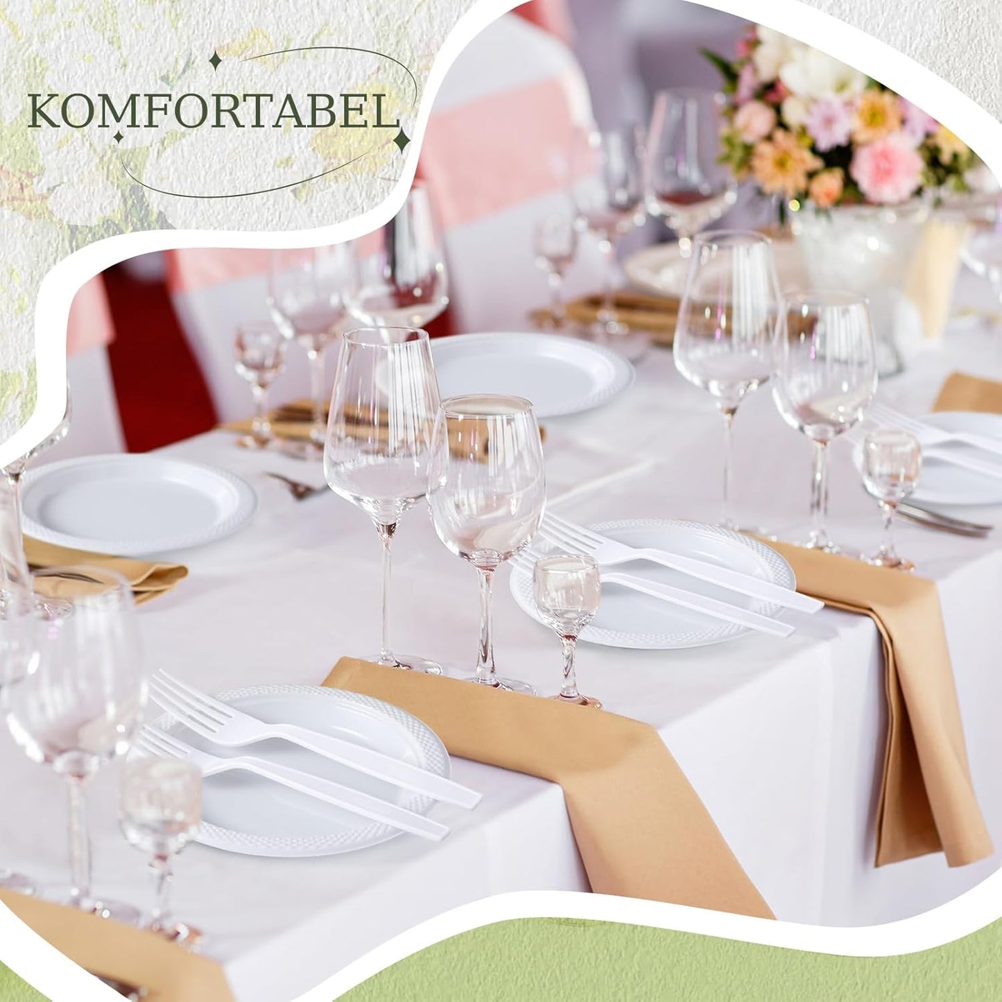 Hushee 600 Pcs 6 Inch Plastic Dessert Plates with Forks for Cake Appetizer, 300 Disposable Plates and 300 Plastic Forks for Wedding Birthday Party Event Bulk (White)