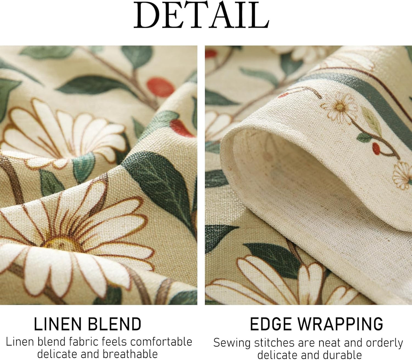 ISAENNE Designer Green Linen Square Table Cloth,Floral French Country Indoor Tablecloth,Stain Resistant Home Decor Tablecloths for Dining Kitchen Thanksgiving Christmas Party,67"*67"-Brune