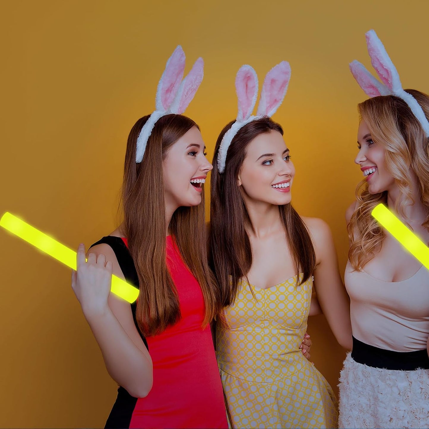 Glow Foam Wand, 36 Pcs Giant Yellow LED Light Up Sticks Flashing Glowing Baton Wands Party Supplies for Easter, Wedding, Raves,Concert,Birthday,Christmas, Halloween