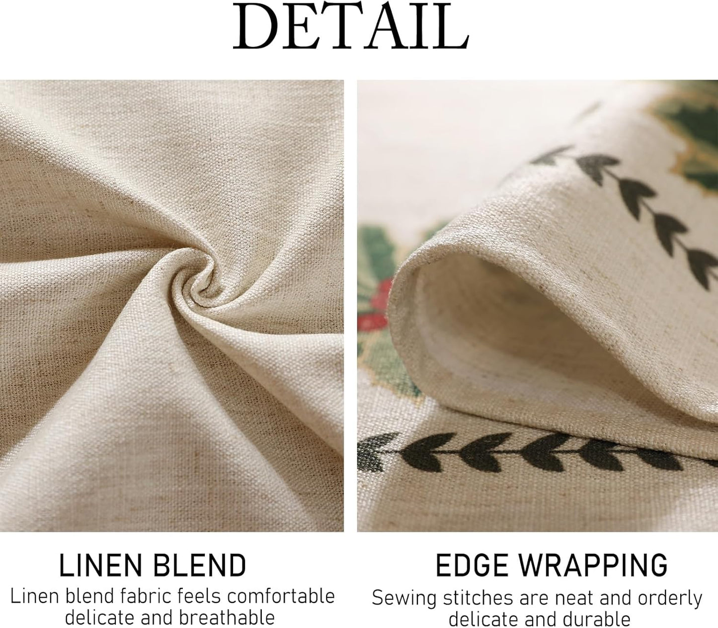 ISAENNE Designer Christmas Linen Small Square Tablecloth,Light Beige Western Elegant Table Cloth,Wrinkle Resistant Decor Tablecloths for Dining Thanksgiving Kitchen Christmas,55"*55"-Carol G