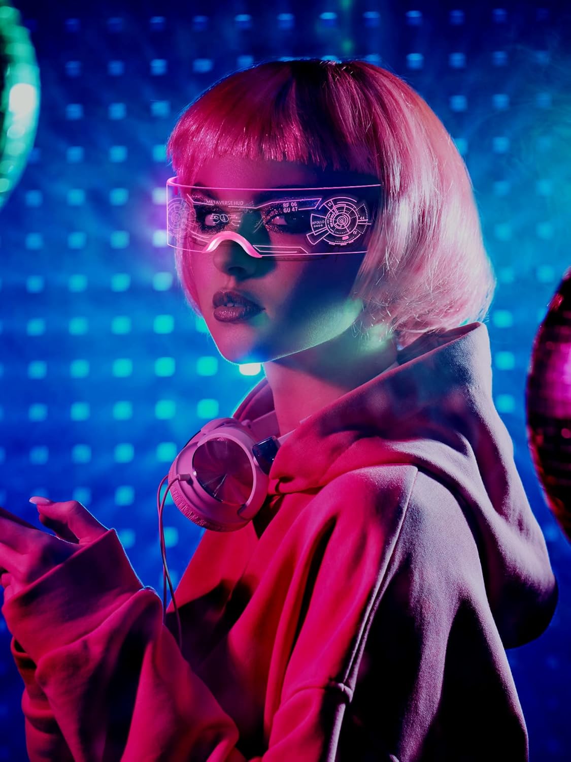 TOODOO 4 Pairs LED Visor Glasses Light up Glasses Futuristic Luminous Rave Glasses 7 Colors 4 Modes for Club Christmas Party