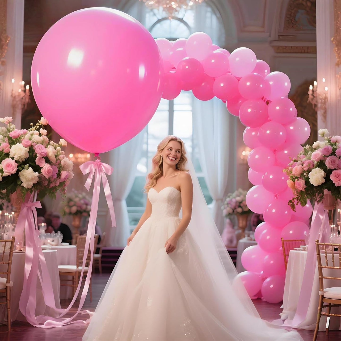 KAWKALSH Pink Balloons 9pcs 36 Inch Extra Large Big Jumbo Giant Matte Pink Balloons for Baby Shower Valentine's Day Princess Bridal Shower Bachelorette Birthday Party Decorations