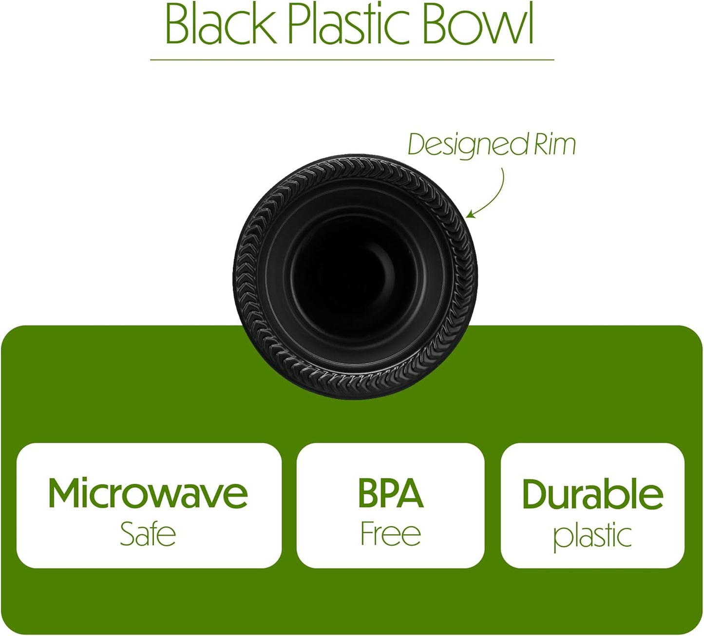 PLASTICPRO 100 PCS Black Plastic Bowls Light Weight 5 oz Small Plastic Soup Bowls Black Salad Dessert Plates Disposable for Party and Wedding