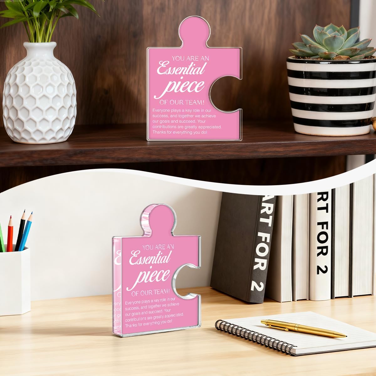 Team Appreciation Gifts Thank You Gift for Women, Best Team Ever Gifts for Coworkers Colleagues Employees, You Are an Essential Piece Acrylic Puzzle Piece Plaque Office Decor