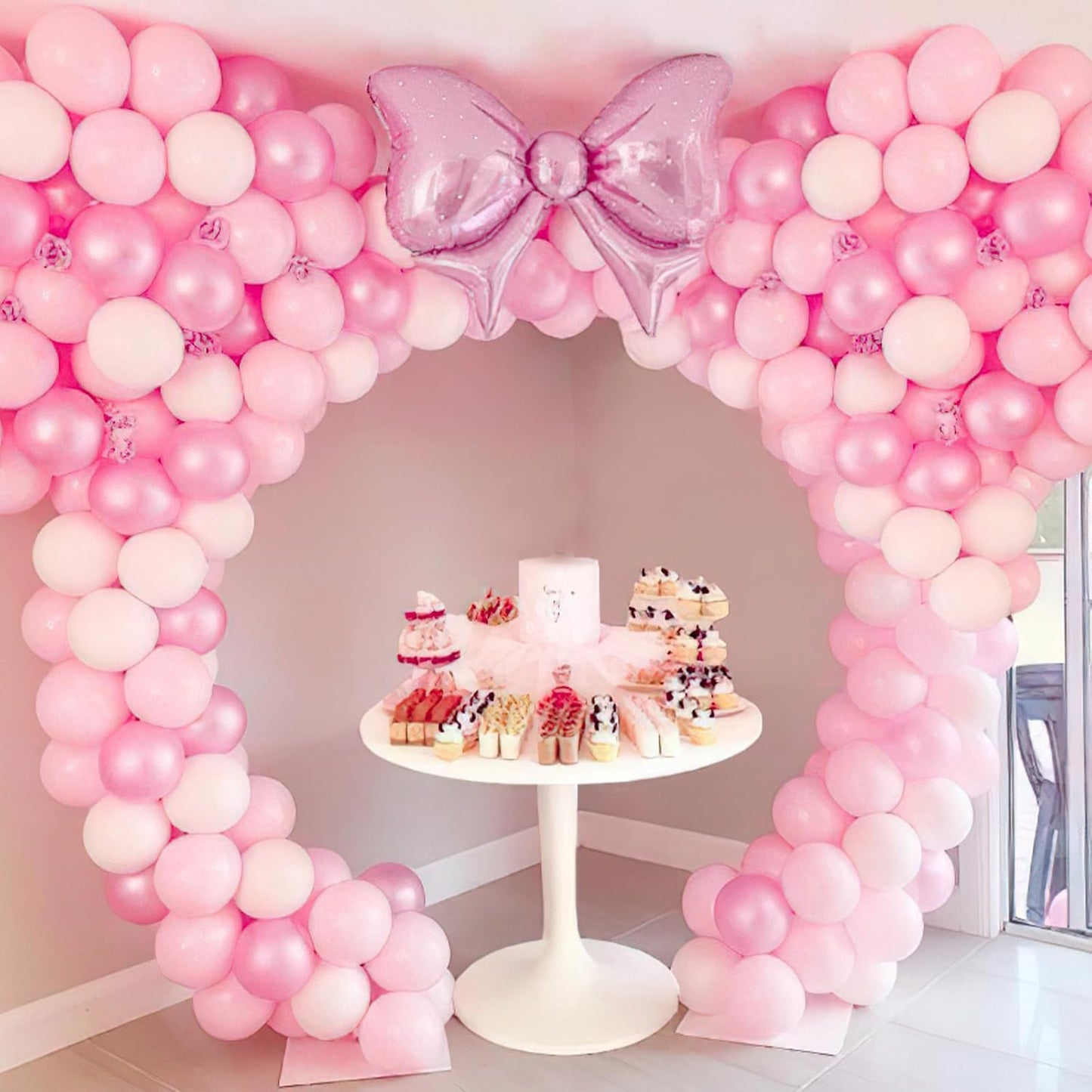 PartyWoo Pearl Pink Balloons 140pcs Different Sizes of 18 12 10 5 Inch Light Pastel Baby Pink Balloon Arch Kit Garland for Girl Baby Shower Princess Gender Reveal Birthday Party Decorations Pink-Z44