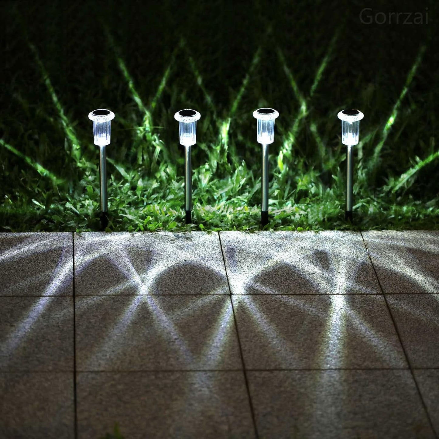 Solar Pathway Lights 10 Pack Christmas Solar Lights Outdoor Waterproof 6000K Cold White Yard Lighting, LED Stainless Steel Stake for Garden Outside Landscape Lawn Driveway Walkway Path
