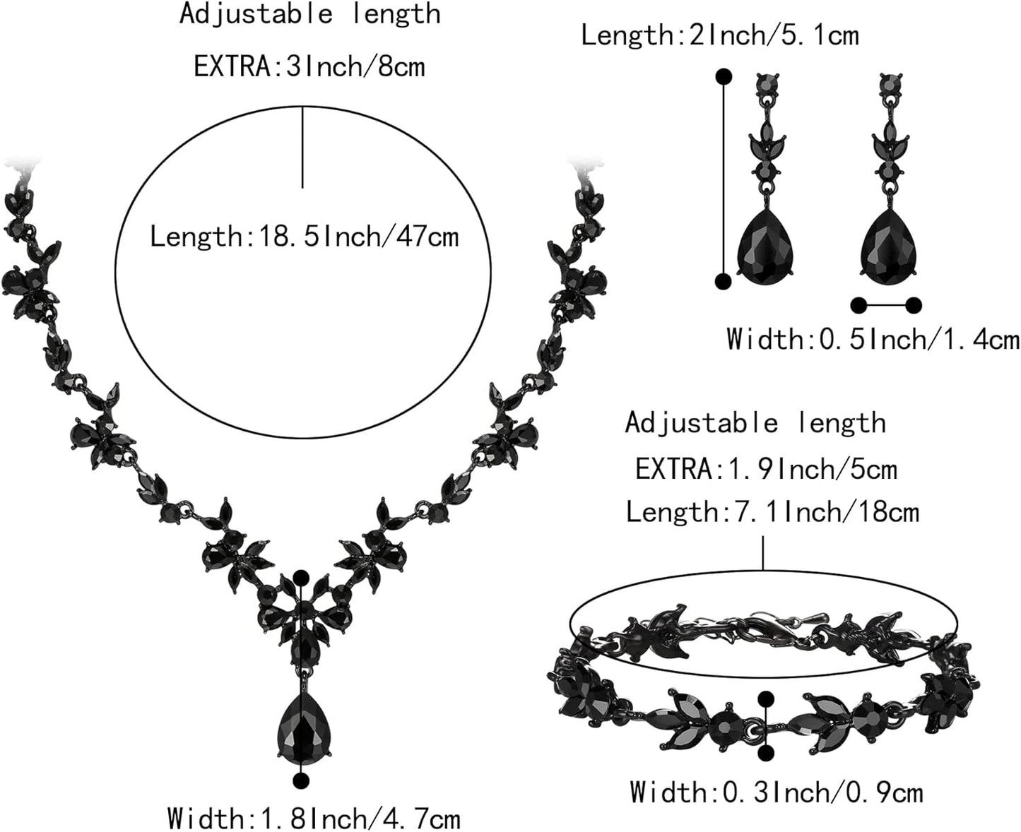 BriLove Wedding Jewelry Set for Women Bride, Y-Necklace Tennis Bracelet Dangle Earrings Crystal Teardrop Marquise Cluster for Bridal Bridesmaid