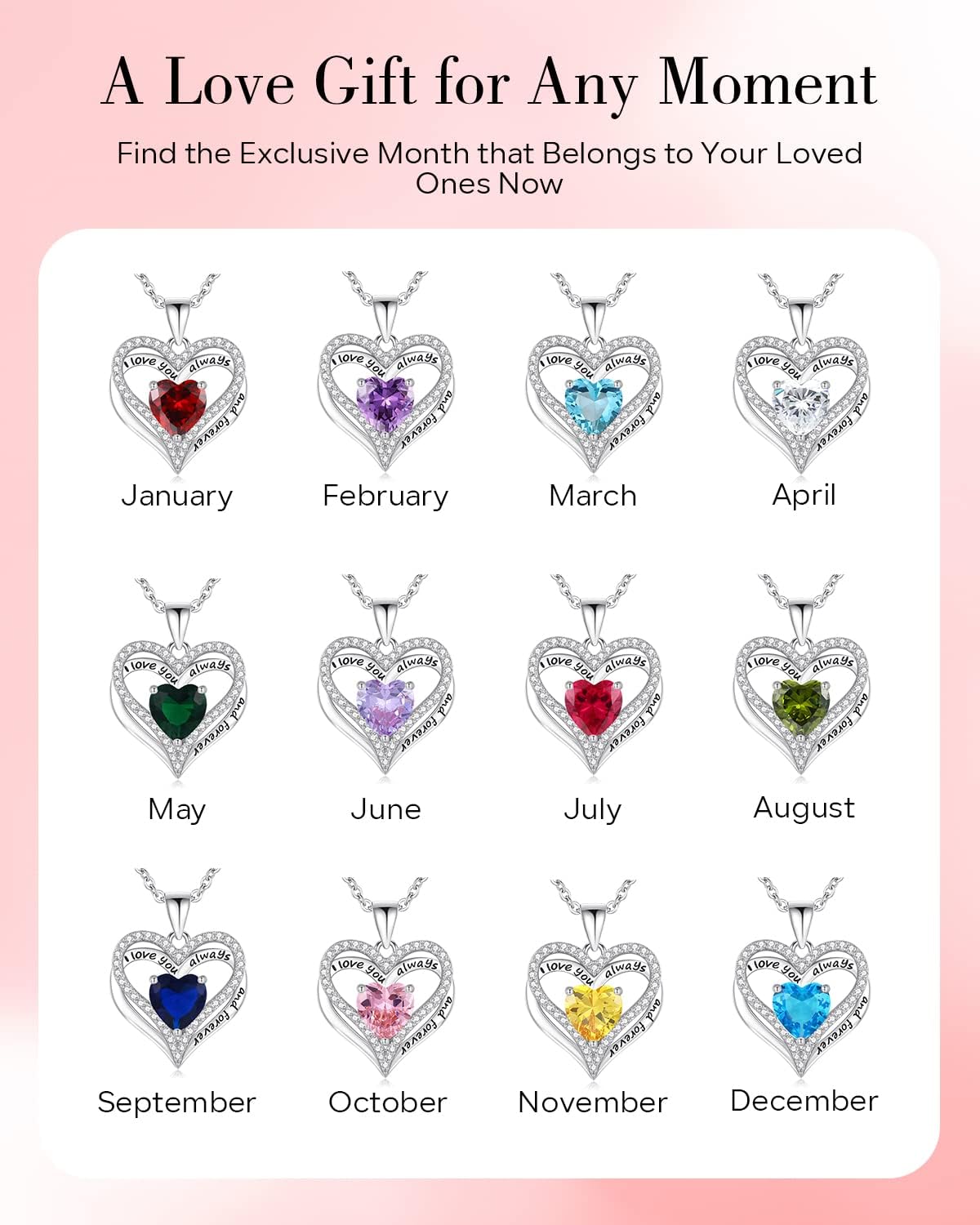 S925 Sterling Silver Necklace for Women, Wife Jewelry Rose Gold, Mom Birthday Valentines Mothers Day Gifts, Girlfriend Necklaces, Daughter Heart Jewel, Anniversary for Her