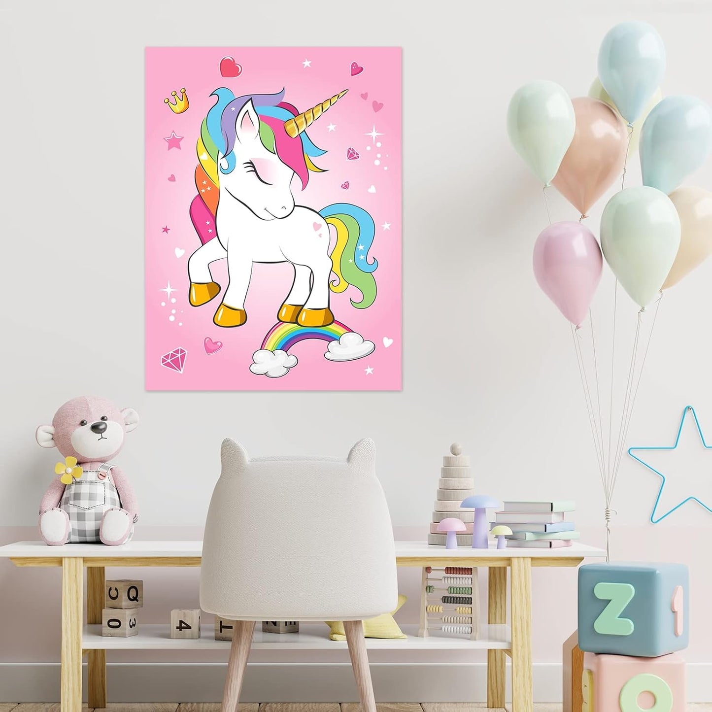 NEBURORA Pin The Horn on The Unicorn Birthday Party Game with 30 Horns for Party Supplies Favors Girls Rainbow Christmas Party Decorations Home Wall Decor
