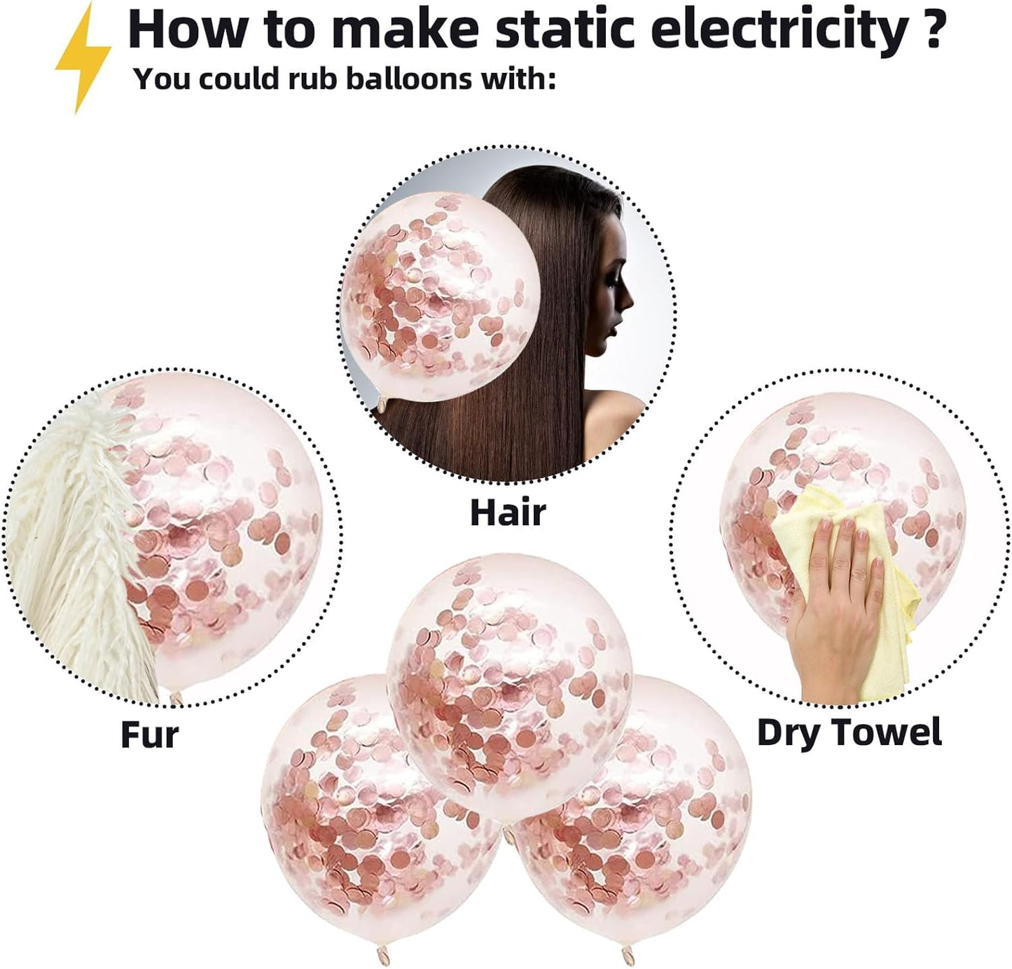 Rose Gold Confetti Balloons, 60 Packs 12 inch Metallic Rose Gold and Chrome Gold Party Balloon with Ribbon for Girls Women Birthday Wedding Anniversary Bridal Baby Shower Decoration