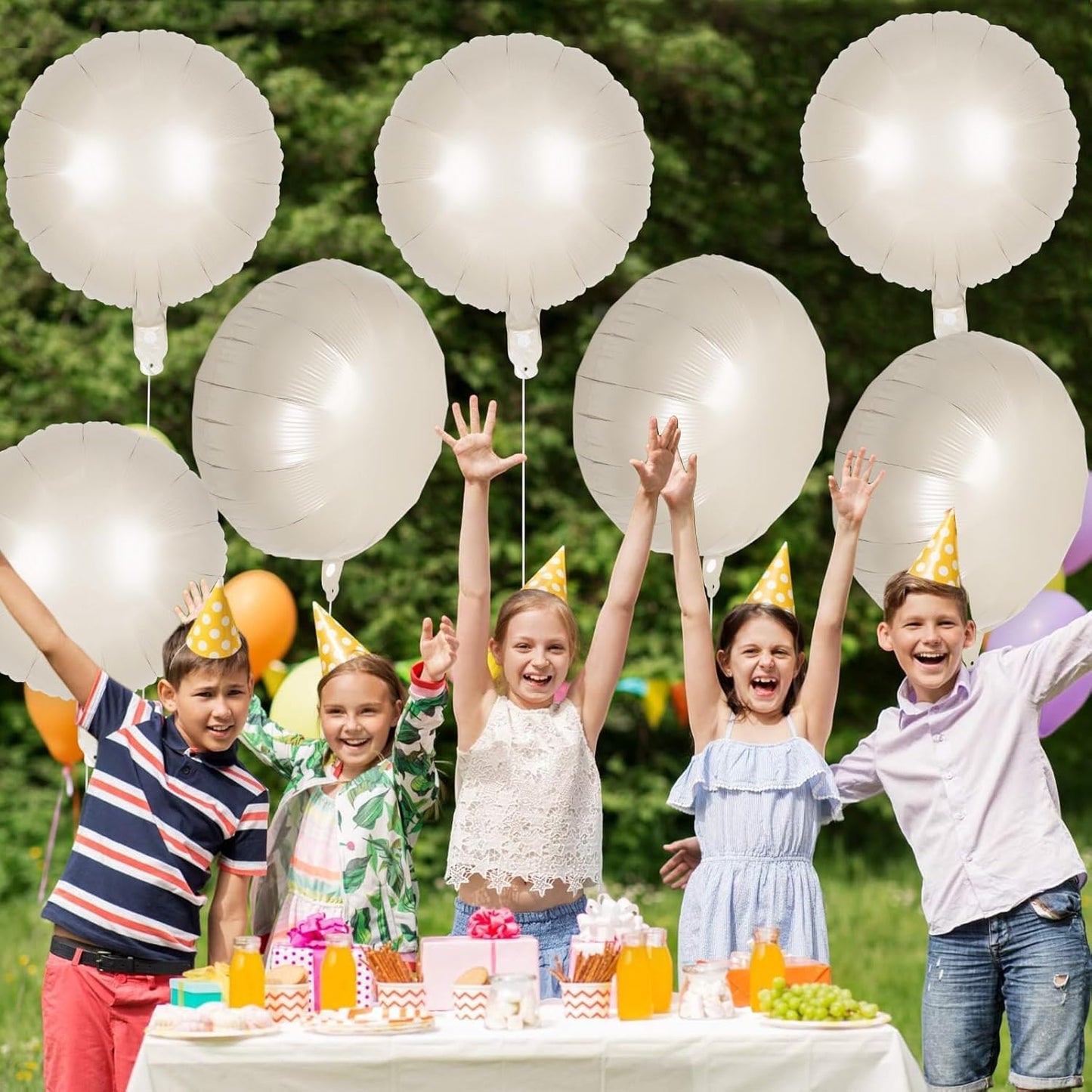 20 Pcs Cream White Round Balloons,18 Inch Round Foil Balloon,Giant Round Mylar Balloon Helium Balloons for Birthday Party Baby Shower Wedding Decorations (Cream)