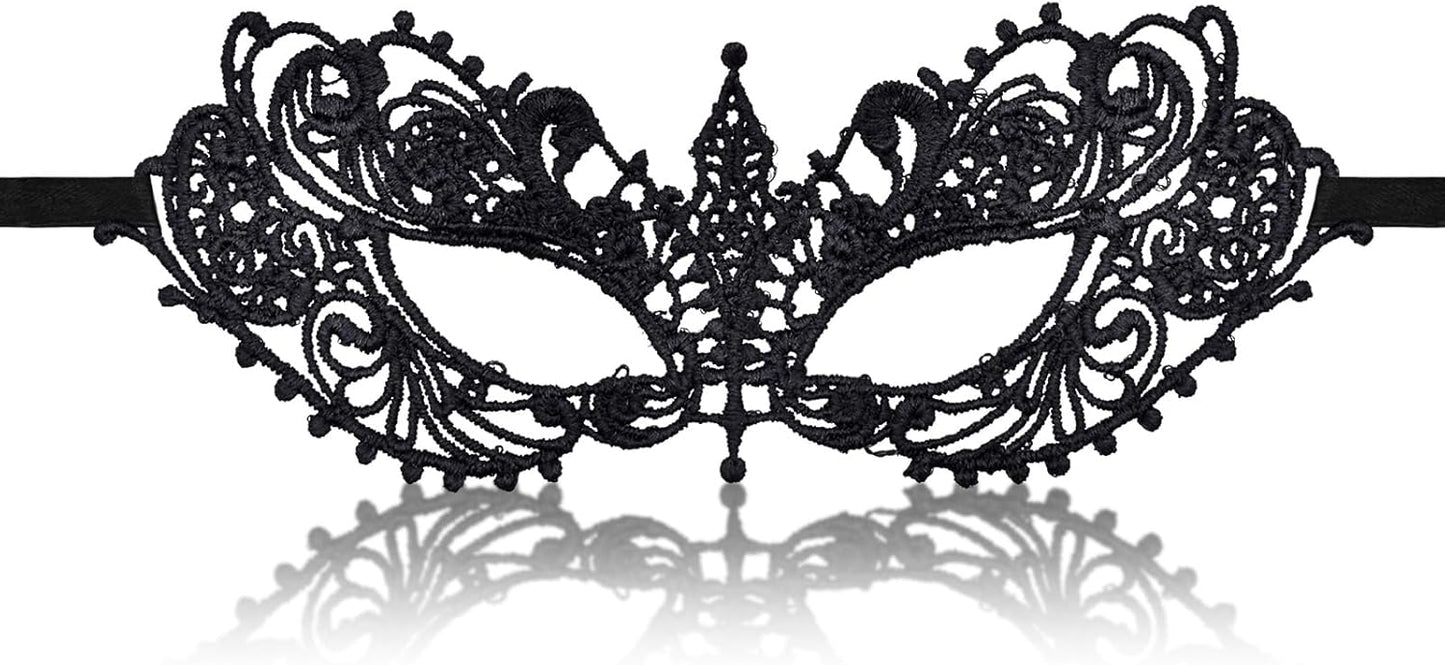 Gold Venetian Masquerade Mask for Women | Lace Mask w/Stick for Mardi Gras Halloween Party