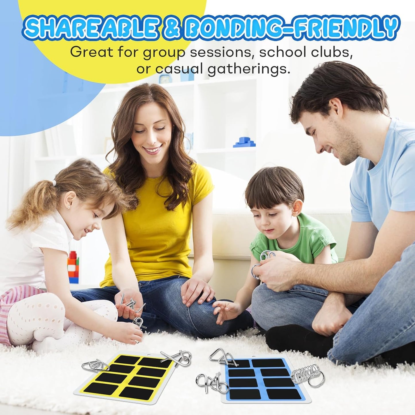 Christmas Metal Brain Teaser Puzzles Ring Educational Toys, Steel IQ Games Physics Mind Metal Puzzles for Adults, Unlock Interlock Game, Brain Teaser Puzzle for Party Favor Kids (Christmas)