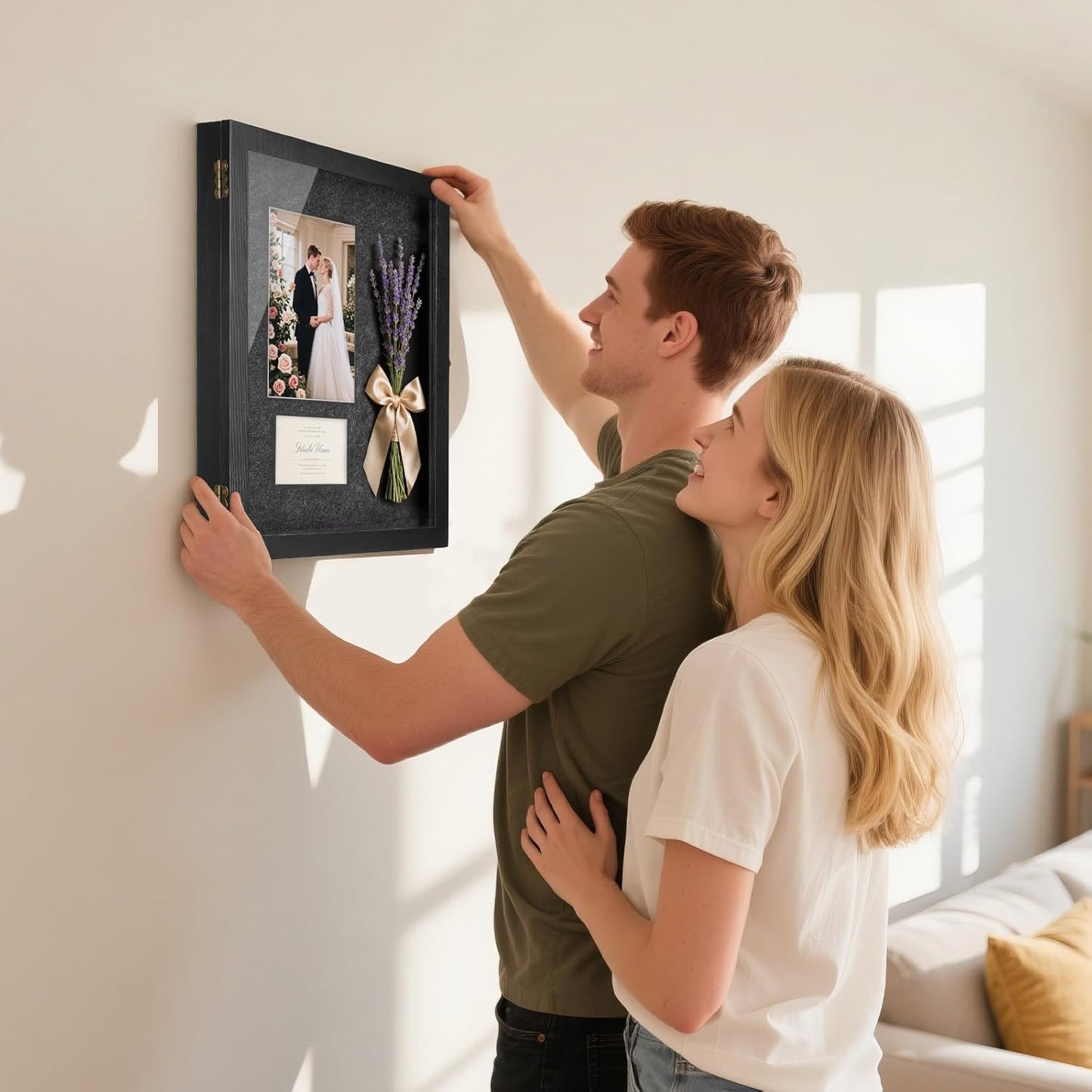 Black Shadow Box Frame 11X14 with Shelves, Medal/Challenge Coin Display Case, Pet Memorial/Wedding Shadow Box, Best Anniversary/Birthday/Bridal Shower/Engagement/Wedding Registry/House Warming Gifts
