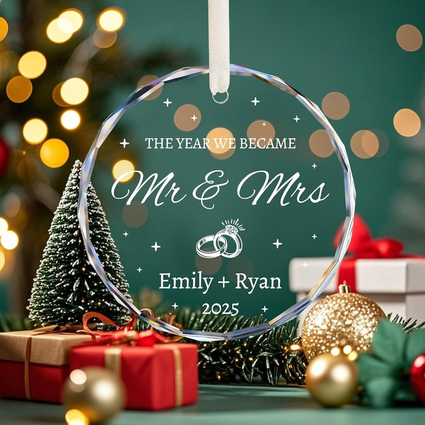 Wedding Gifts for Couples 2025 - Personalized Mr and Mrs Ornament - Bridal Shower Gifts, Wedding Gift for Bride, Newly Wed, Future Mr Mrs - Just Married Decorations Acrylic Ornaments