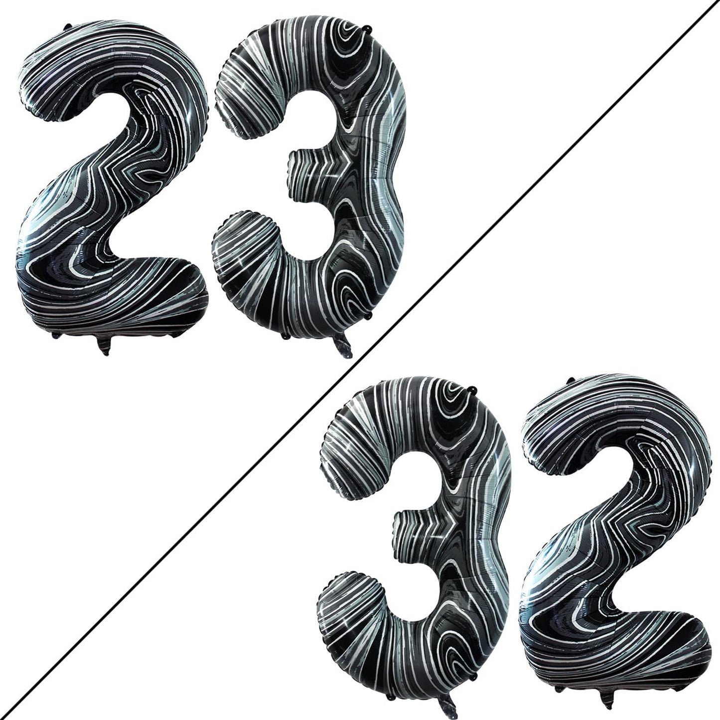 GOER Number 23 Balloons for 23rd Birthday Party Decorations,42 Inch Jumbo Foil Helium 32 Balloons for 32nd Birthday Party Decoration (Marble Black)