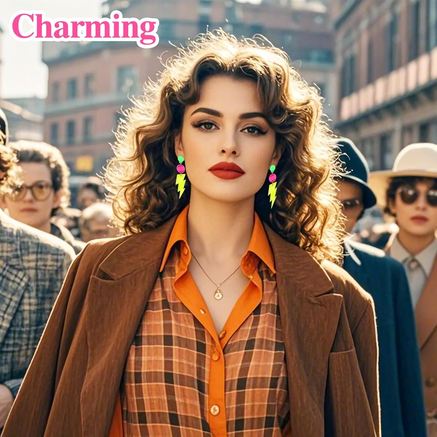 80s Neon Earrings for Women - Acrylic Lightning Bolt Drop Dangle Earrings, Retro Glow Party Accessories for 80s Outfit & Theme Parties (1 Pair)